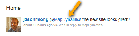 Map Dynamics Mention 'the new site looks great!'